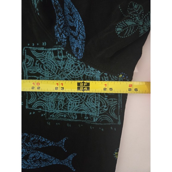 Vtg Vikki Vi Womens 2X Slinky Knit Blouse Black Fish Print Button‎ Front 90s Y2K - Picture 11 of 12